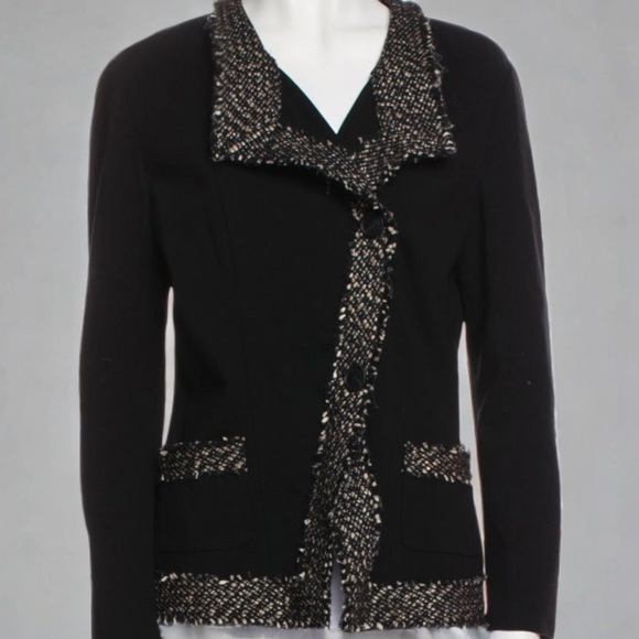 Lafayette 148 Eloise Jacket Formal Blazer Black Buttons Front Pockets Woven NWT - Picture 1 of 16